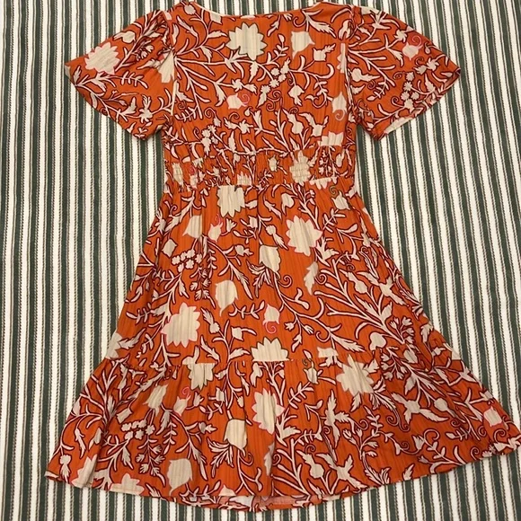 Knox Rose Women’s Orange Floral Vneck Flowy Dress Size S - Picture 7 of 8